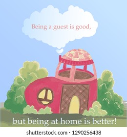 home shape of heart postcard