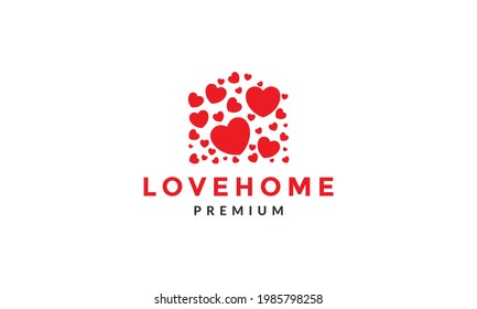 home shape with love dots logo symbol vector icon illustration graphic design