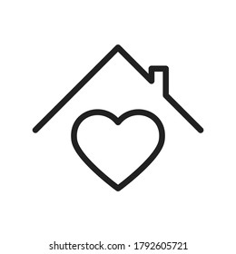 Home Shape Vector Line Style Icon With Heart Designed As A 