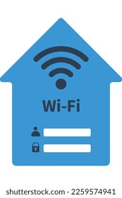 Home shaped WiFi Password Symbol Sign, Vector Illustration Password card, wifi card for Home and Rental, network sharing wifi , password sharing, guest wifi password card