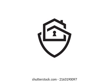 vector de icono de diseño de logotipo abstracto del escudo doméstico. seguridad, inmobiliario, concepto moderno de construcción.