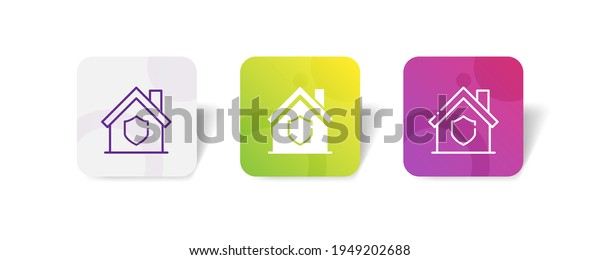 home shield\
assurance insurance protection pixel perfect icon set bundle in\
line, solid, glyph, 3d gradient\
style