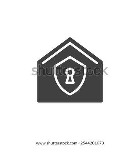 Home with shield lock vector icon. filled flat sign for mobile concept and web design. Home Security System glyph icon. Residential safety symbol, logo illustration. Vector graphics