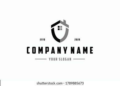 plantilla vectorial de diseño de logotipo de escudo doméstico