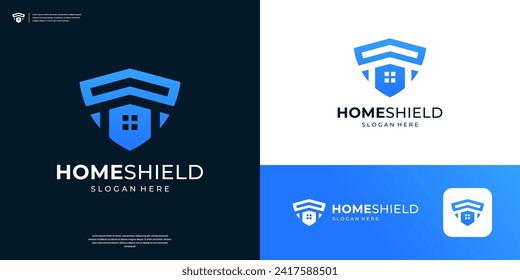 Home shield logo design vector illustration