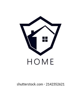 Home Shield Logo, Home Protect Logo Design Template. Vector Shield And House Logotype Illustration. Graphic Home Security Icon Label. Modern Building Alarm Symbol. Security Sign Badge Isolated