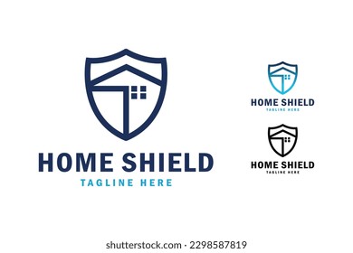 Logo de Home and Shield. adecuado para el logotipo inmobiliario, arquitectura, construcción. Ilustración vectorial, icono, diseño de logotipo. diseño simple editable