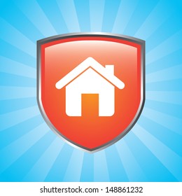 home shield over blue background vector illustration