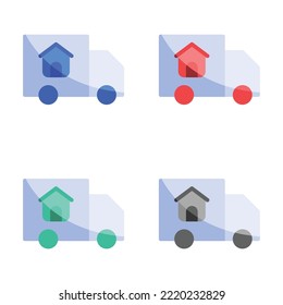 Home shifting icon, house moving icon, home transfer icon, home forwarding icon, moving to a new place, house movers  vector icons in multiple colors