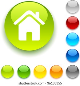 Home  shiny button. Vector illustration.