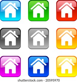 Home shiny buttons. Vector illustration.