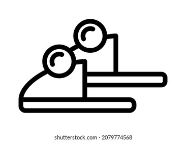 Home shoes flat line icon. Comfortable house slipper. Mens and womens footwear, children slippers in the form of dinosaur and rabbit. Outline sign for mobile concept and web design, store.