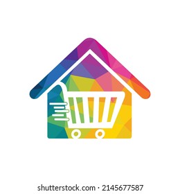 Home Shopping Cart Logo Concept Design. Shop Home Logotype. Home Market Logo Design Template.