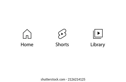 Home, Shorts, and Library Icon Vector in Line Style