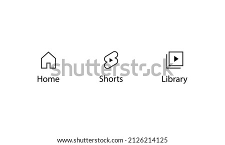 Home, Shorts, and Library Icon Vector in Line Style