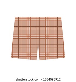 Home shorts for men with a checkered pattern. Vector isolated illustration.