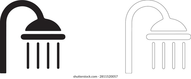 Home shower head vector icon filled and outline, morning invigorating shower and hygiene symbol.