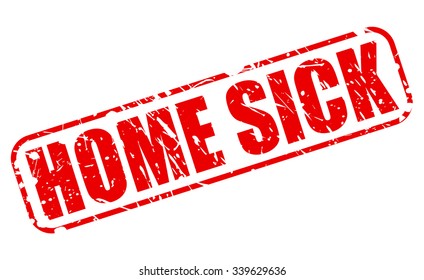 HOME SICK red stamp text on white