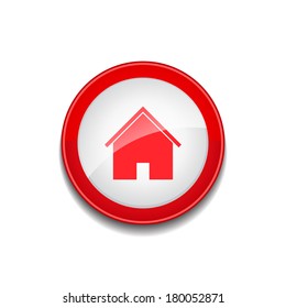 Home Sign Circular Red Vector Web Button Icon