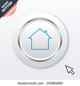 Home sign icon. Main page button. Navigation symbol. White button with metallic line. Modern UI website button with mouse cursor pointer. Vector