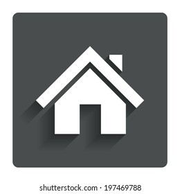 Home sign icon. Main page button. Navigation symbol. Gray flat button with shadow. Modern UI website navigation. Vector