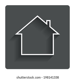 Home sign icon. Main page button. Navigation symbol. Gray flat button with shadow. Modern UI website navigation. Vector