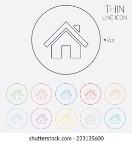 Home sign icon. Main page button. Navigation symbol. Thin line circle web icons with outline. Vector