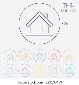 Home sign icon. Main page button. Navigation symbol. Thin line circle web icons with outline. Vector