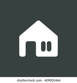 Home sign icon on dark background.