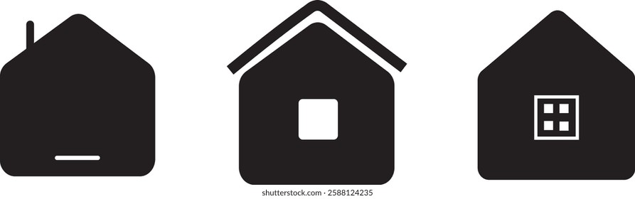 Home sign icon, Property line and flat symbol, Line with editable stroke
