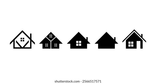 Home sign and symbol. Set of home icons isolated on white background illustration. Simple House Icon Set.