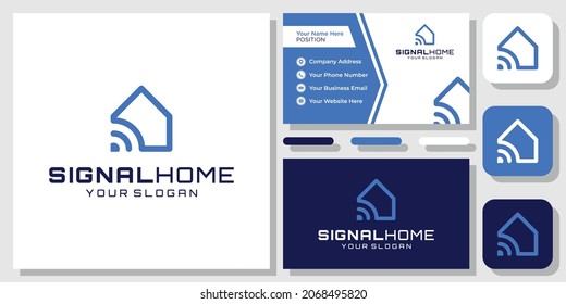Home Signal House Wifi Technology Internet Network Router Logo Design With Business Card Template