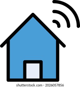 home signal vector line colour icon
