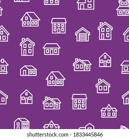 Home Signs Thin Line Concept Seamless Pattern Background Include of Cottage, Garage, House and Apartment. Vector illustration of Icons