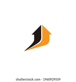 home silhouette arrow motion geometric logo vector
