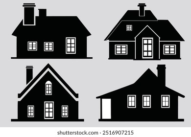 home silhouette collection and building Vector illustration design