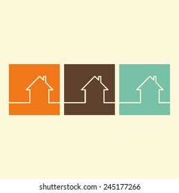 Home silhouette flat icon. Vector Illustration 