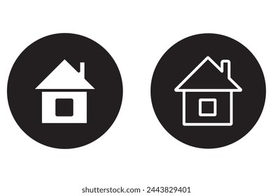 Home silhouette icon for logo,  apps and websites. Home vector with stroke line.  Home sign in circle or white background.