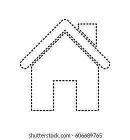 Home silhouette illustration. Vector. Black dashed icon on white background. Isolated.