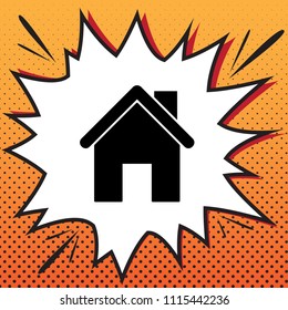 Home silhouette illustration. Vector. Comics style icon on pop-art background.