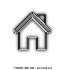 Home silhouette illustration. Vector. Double contour black icon with soft shadow at white background. Isolated.