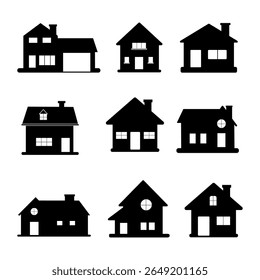 Home silhouette isolated on white background. Home logo, Distinct Shape Artistic Design.Black silhouette House.Vector icon.