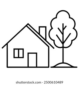 Home Silhouette Line Art Vector Illustration in Color  Black and White.