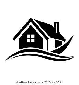 A home silhouette vector art illustration