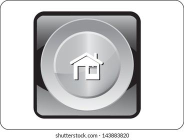home silver square web icon on white background