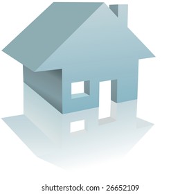 Home - eine einfache, saubere Illustration oder eine Ikone eines Wohnhauses mit Reflexion.