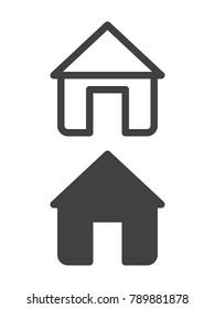 Home simple icon, line and solid version, outline and filled vector sign, linear and full pictogram isolated on white. House symbol, logo illustration, pixel perfect vector graphics