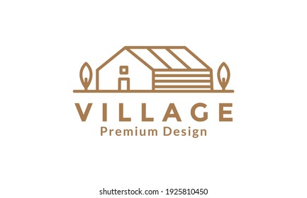 home simple lines vintage villages logo design vector icon symbol illustration