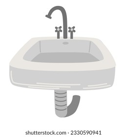 Home sink. Furniture for the toilet, bathroom and kitchen. Vector illustration in flat style isolated on white background