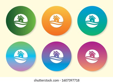 Home six color gradient icon design.